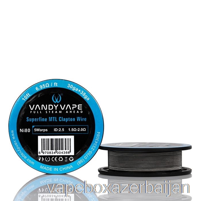 Vape Box Azerbaijan Vandy Vape Superfine MTL Wire SPOOLS - 10 Feet 6.95ohm Ni80 Clapton Wire